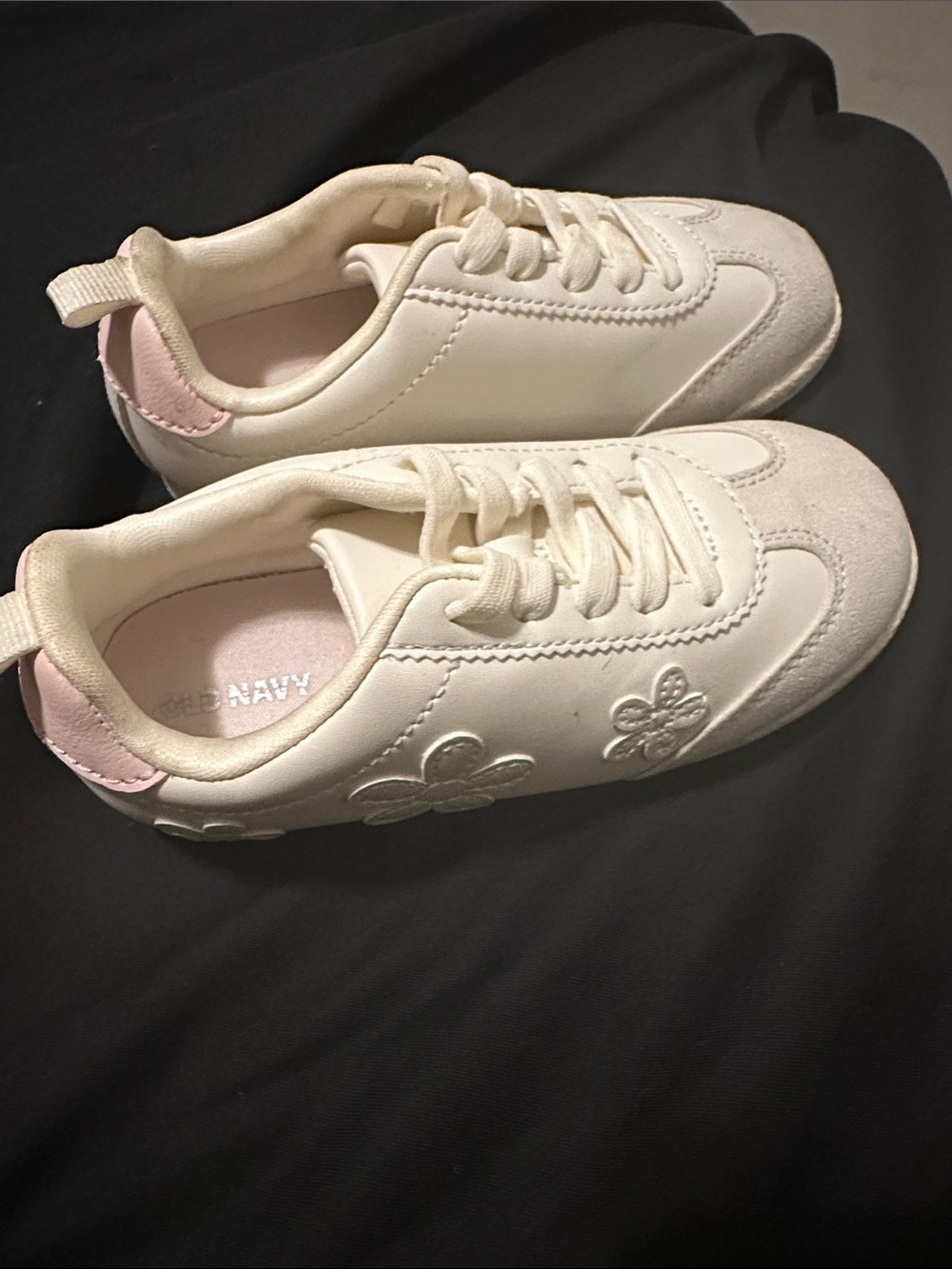 Old Navy White Sneakers with Pink Heel Accent